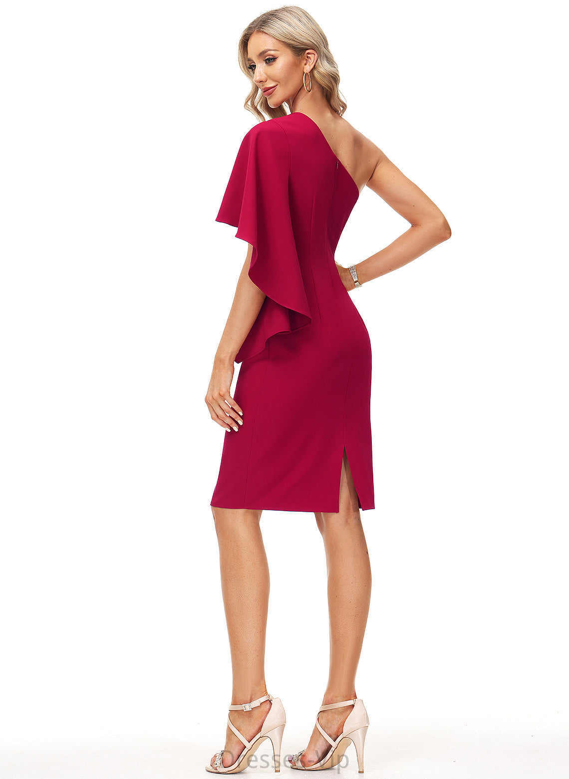 Stretch Cocktail Taryn One-Shoulder Sheath/Column Cocktail Dresses Crepe Dress Short/Mini