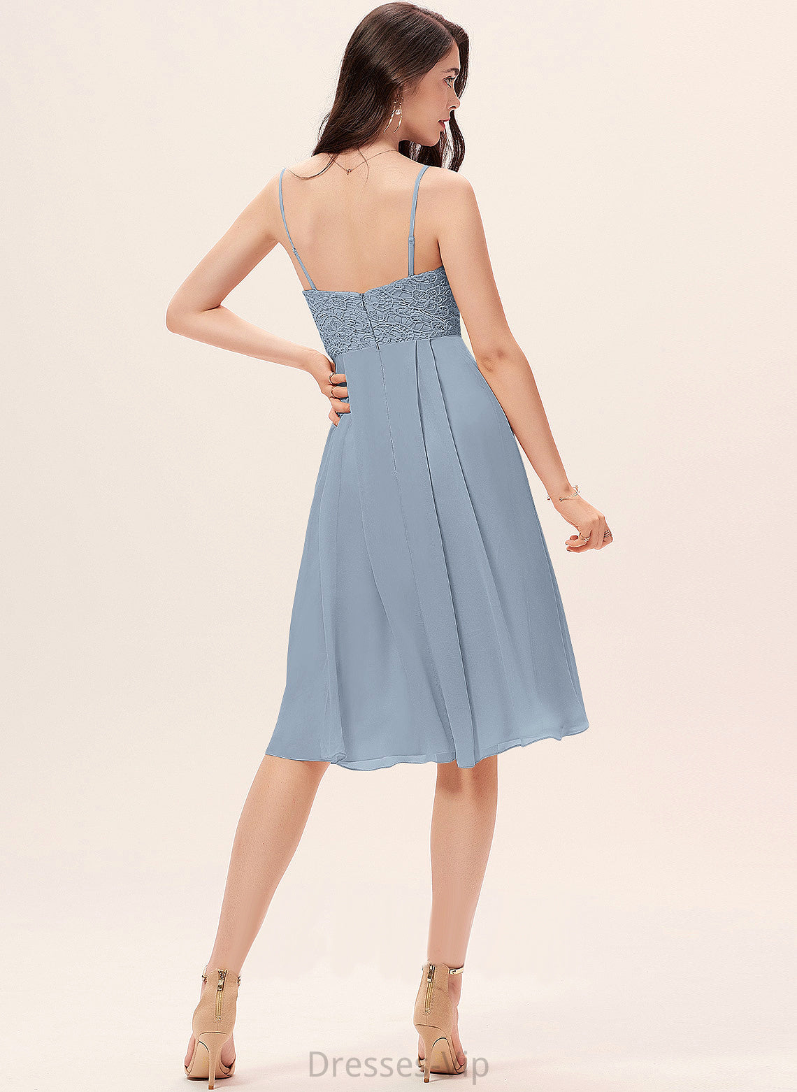 Cocktail Dresses V-neck Knee-Length Cocktail Dress Lace Chiffon Caitlin A-Line