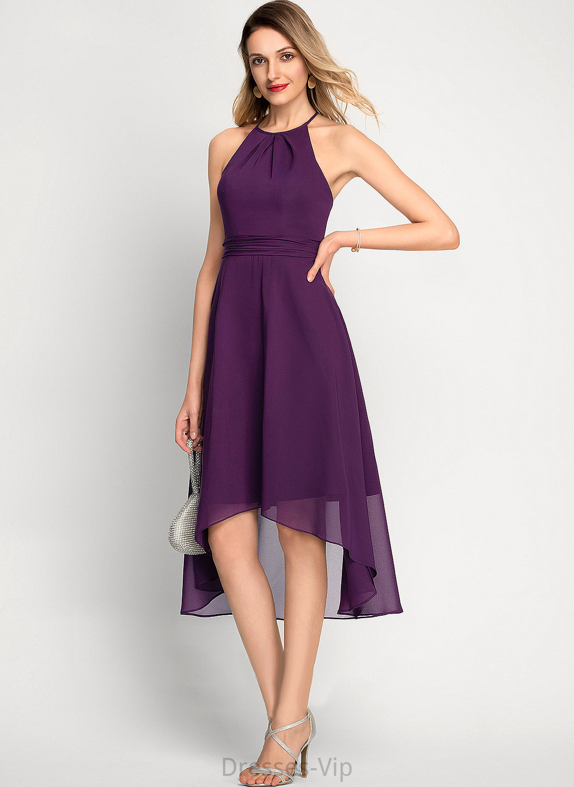 Neck Chiffon Renata Asymmetrical Cocktail Dresses A-Line Scoop Dress Cocktail