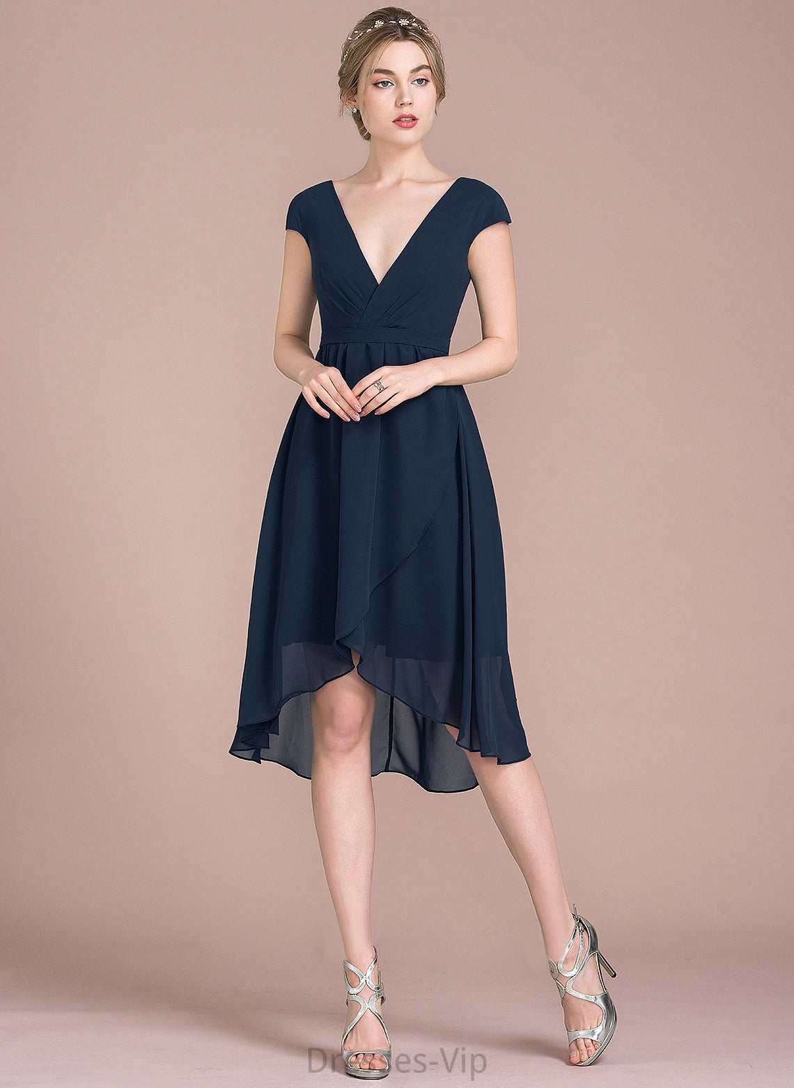 A-Line V-neck Chiffon Reagan Cocktail Dresses Cocktail Asymmetrical Dress