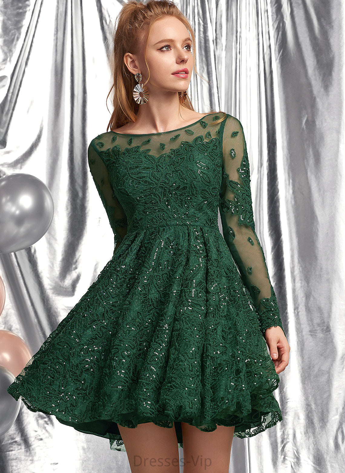 Dress Neck Scoop Lace Lace Sequins Jacqueline With Homecoming Dresses Homecoming Short/Mini A-Line