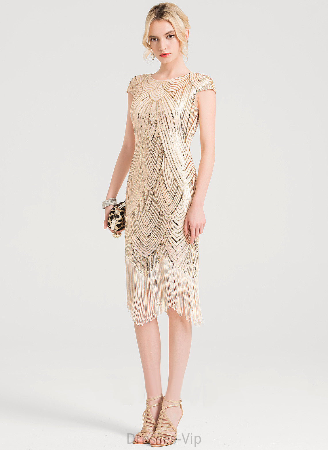 Cocktail Neck Scoop Mariana Sheath/Column Dress Knee-Length Cocktail Dresses Sequined