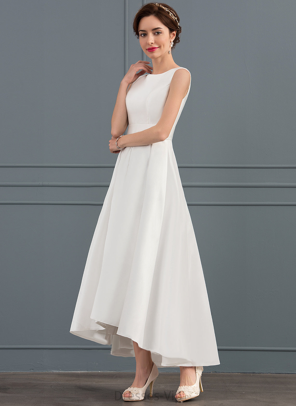 Square Wedding Satin Wedding Dresses Asymmetrical Ingrid Dress A-Line