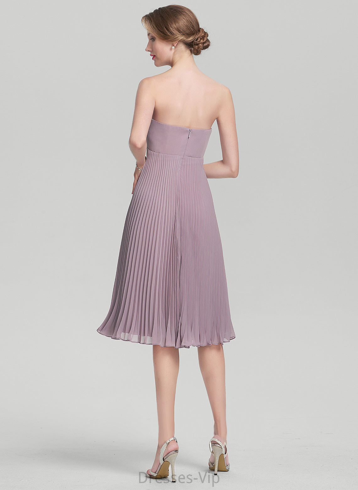 Cocktail Dresses Chiffon Lila Sweetheart A-Line With Cocktail Pleated Dress Knee-Length