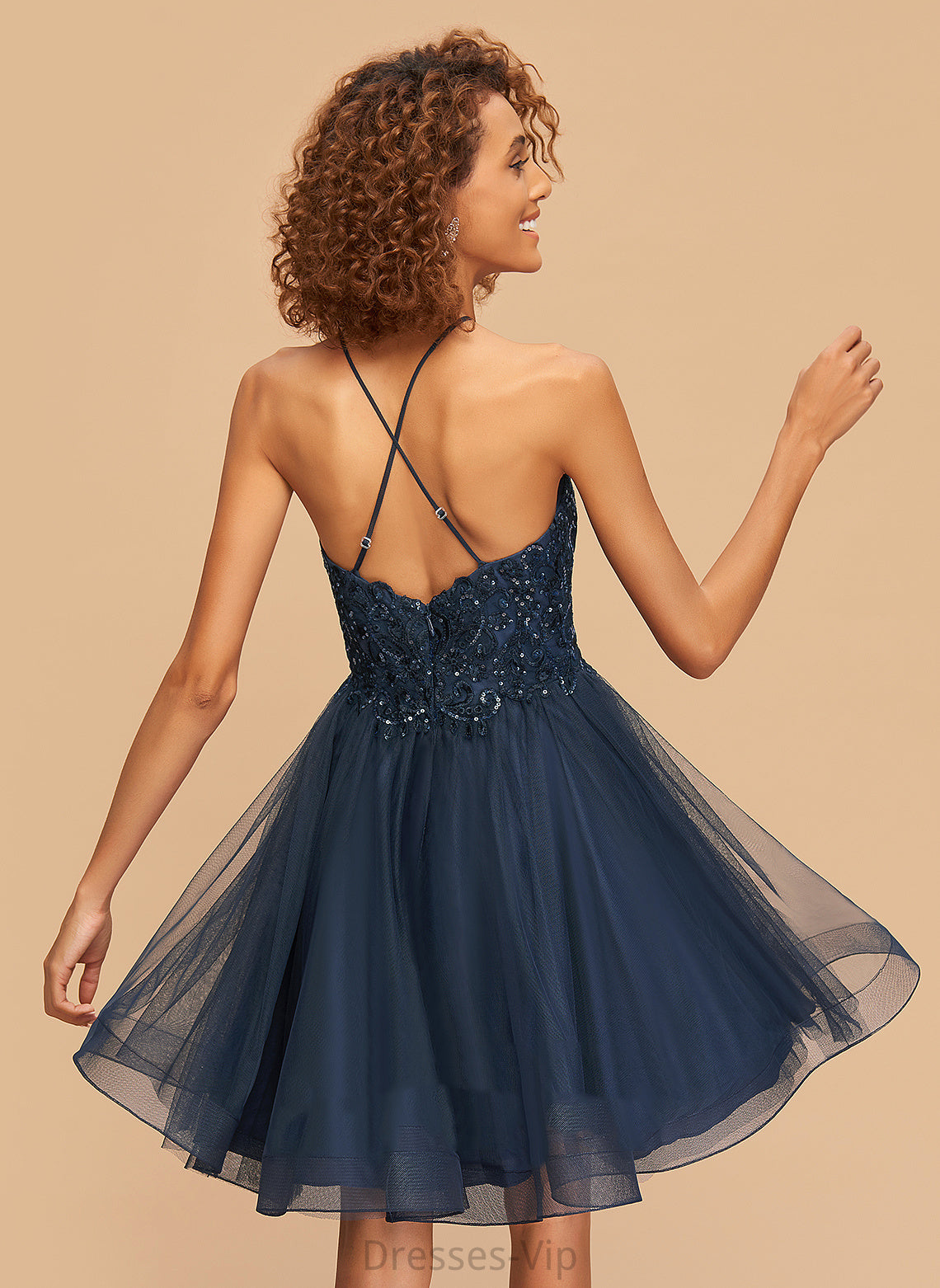 With Short/Mini Neck Homecoming Homecoming Dresses Lace A-Line Sequins Mareli Tulle Dress Scoop