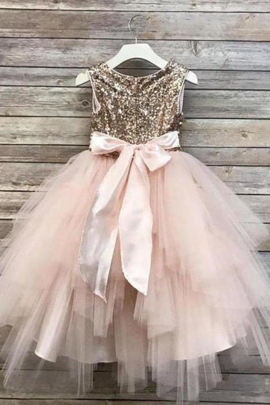 Flower Girl Dresses A Line Scoop Tulle & Sequin