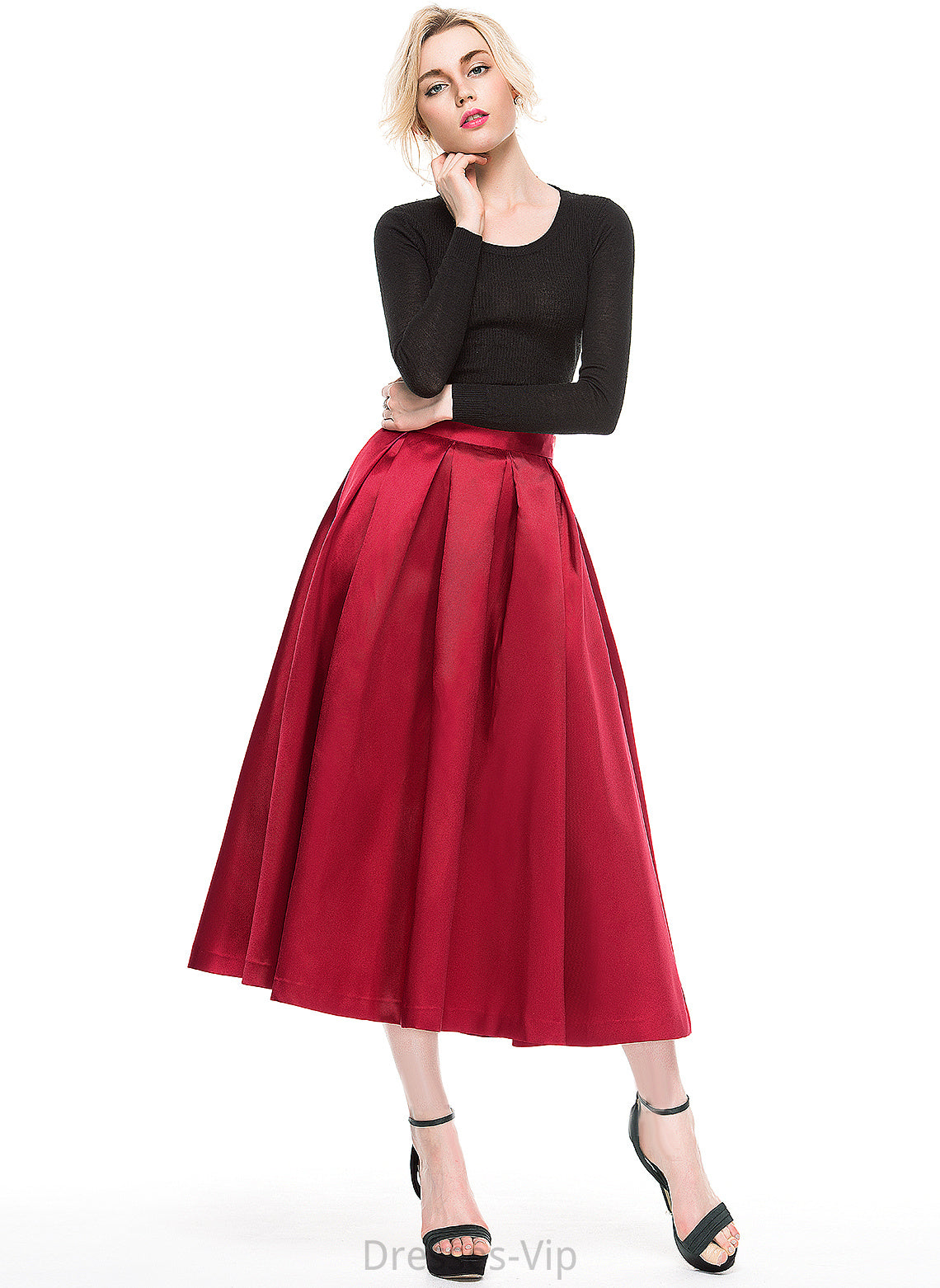 Skirt Tea-Length A-Line/Princess Satin Cocktail Cocktail Dresses Grace