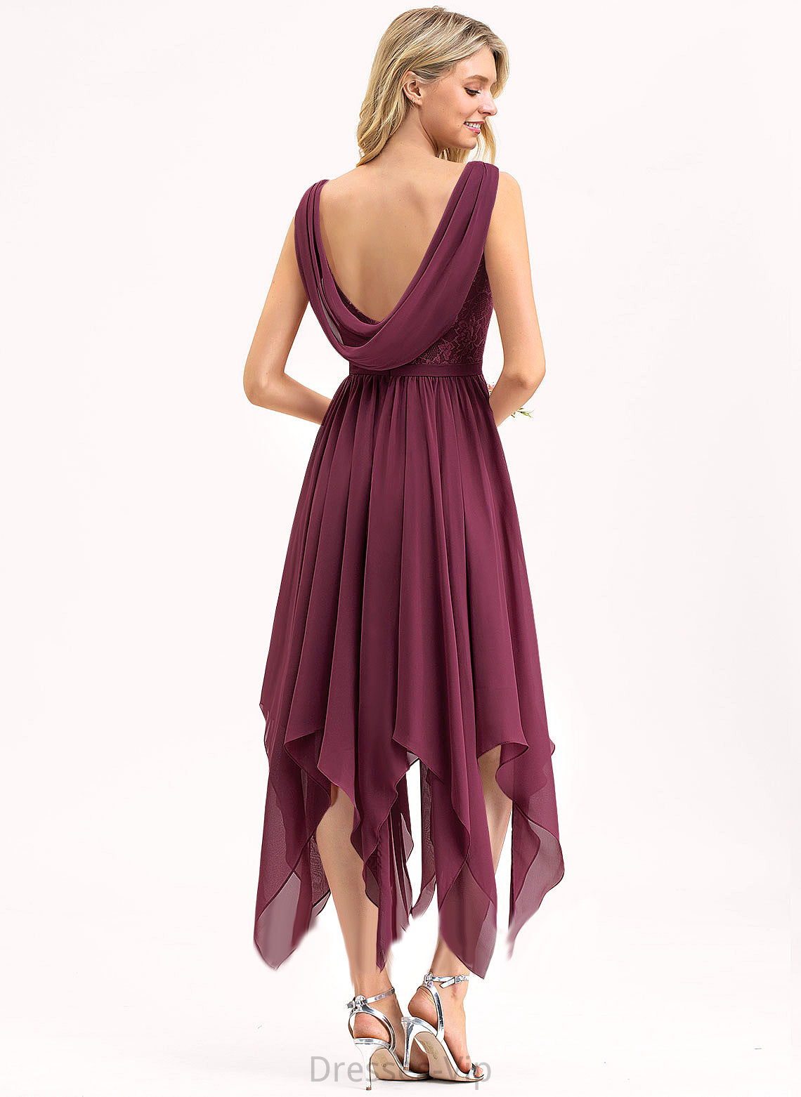 A-Line Dress Lace Cocktail Dresses Ankle-Length Heaven Chiffon Cocktail V-neck