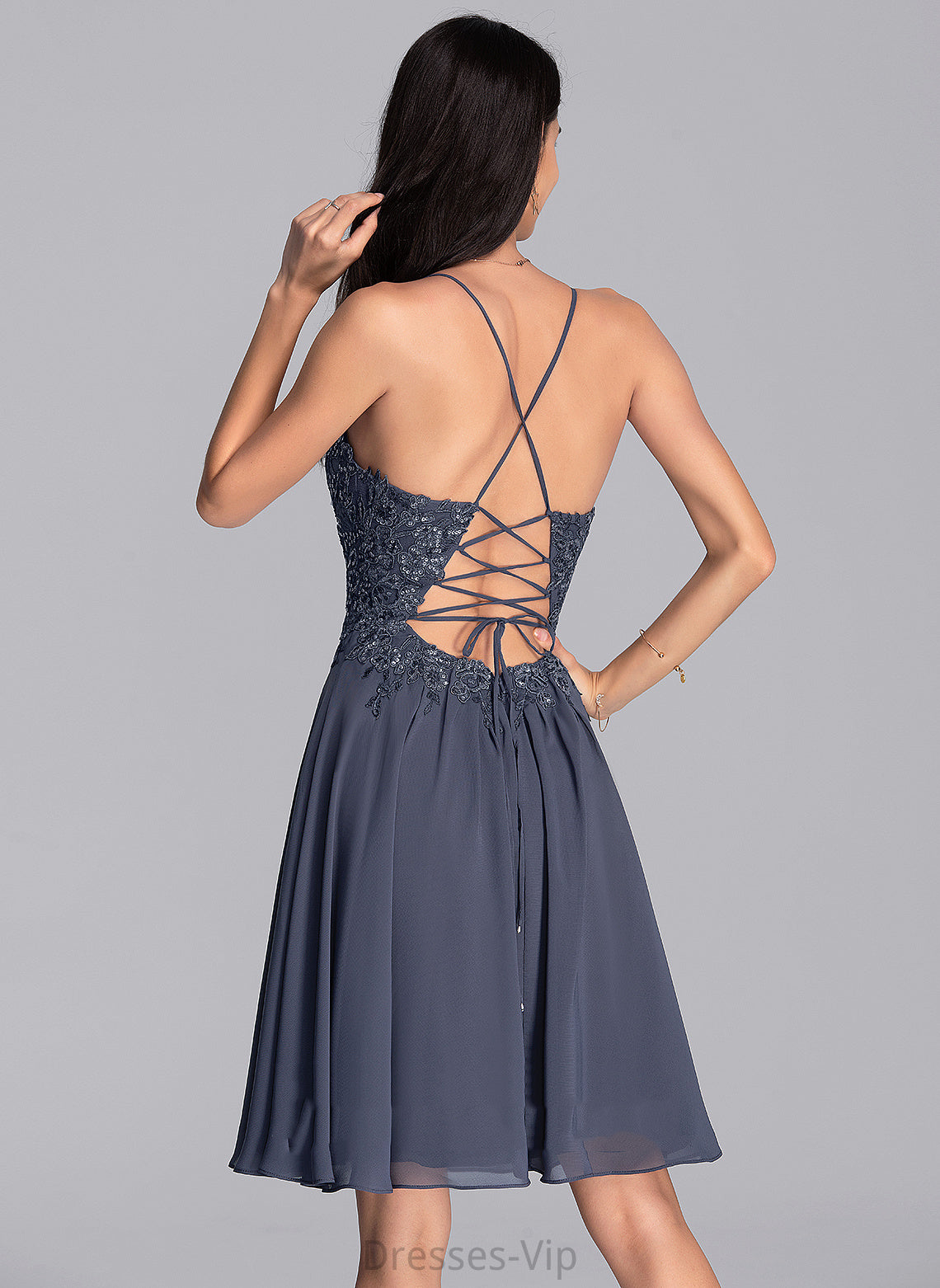 Chiffon With Alayna Dress V-neck Lace Beading Homecoming A-Line Knee-Length Homecoming Dresses