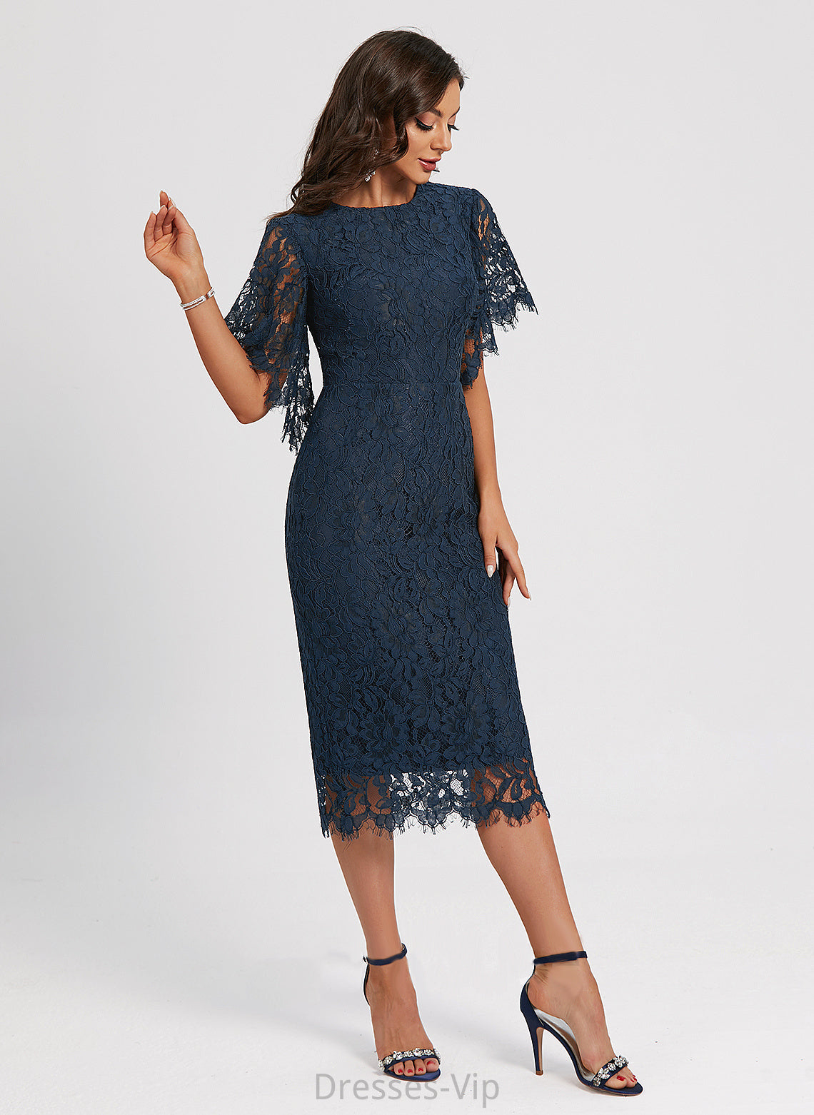 Dress Ayla Neck Knee-Length Cocktail Dresses Sheath/Column Cocktail Lace Scoop