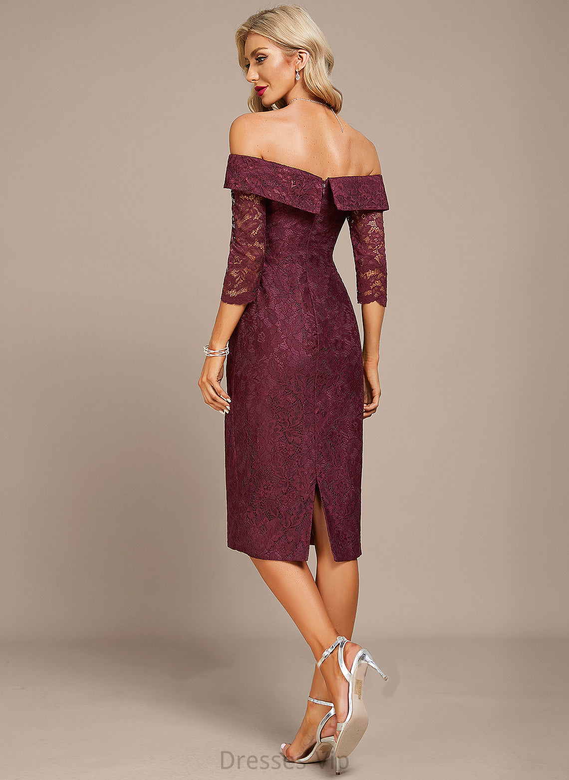 Cocktail Dresses Cocktail Dress Lace Sheath/Column Knee-Length Alivia Off-the-Shoulder