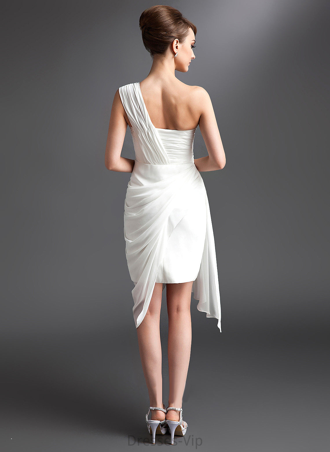 Beading Anastasia Dress Cocktail Dresses Ruffle Sheath/Column With Asymmetrical One-Shoulder Chiffon Cocktail