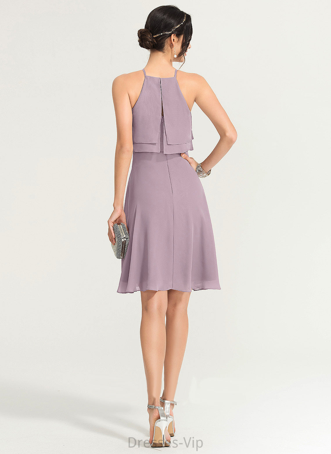 Dress Square Chiffon Knee-Length Cocktail Dresses Cocktail A-Line Nevaeh Neckline