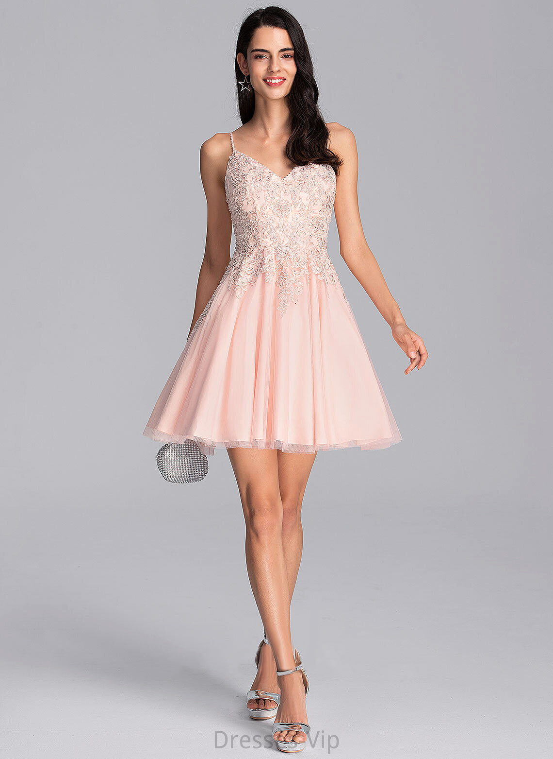 Lace Homecoming Dresses Beading Tulle V-neck With Homecoming Rosalind A-Line Dress Short/Mini