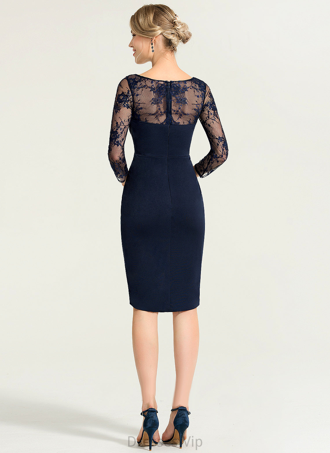 Lace Jersey V-neck Cocktail Dresses Dress With Cocktail Sheath/Column Heidy Ruffle Asymmetrical