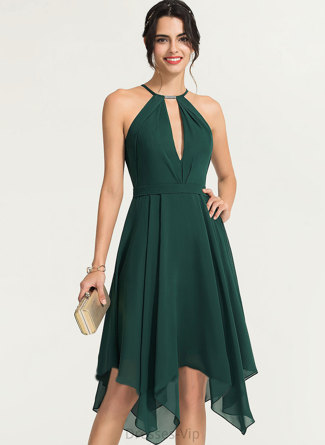 Dress Chiffon Neck Beading Raegan Scoop Cocktail Dresses Asymmetrical A-Line With Cocktail