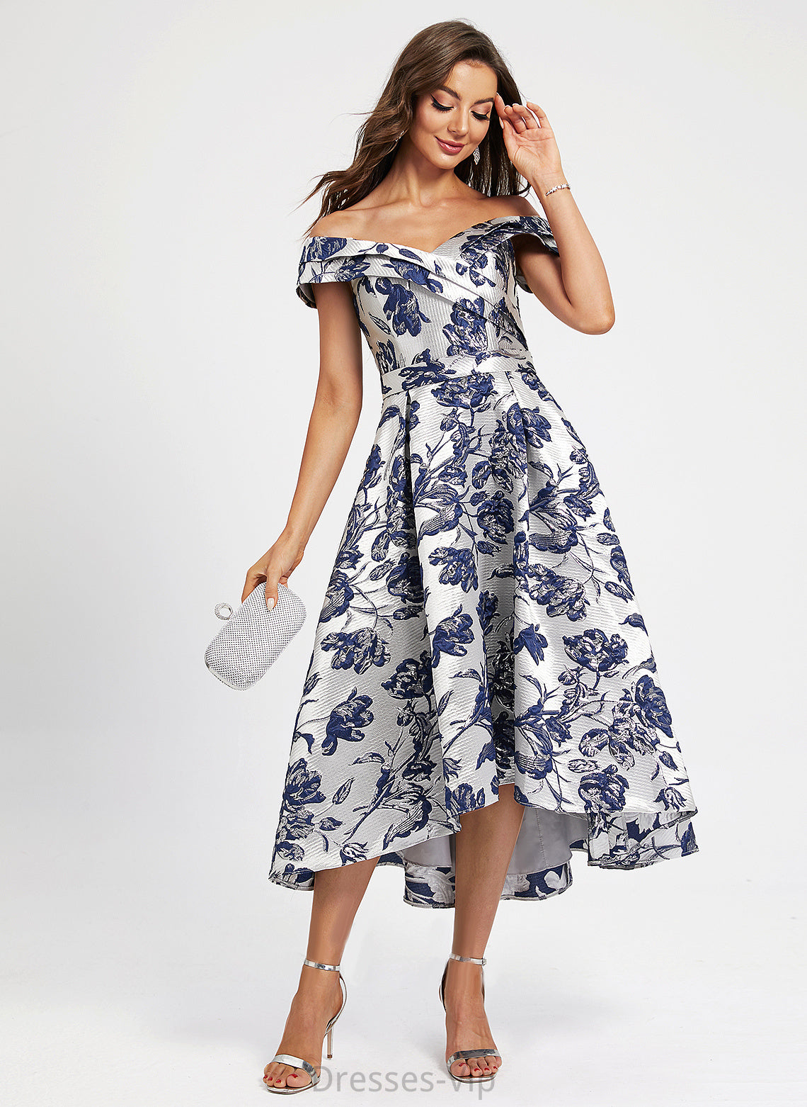 Flower(s) Dress With A-Line Cocktail Dresses Off-the-Shoulder Asymmetrical Satin Cocktail Ayla