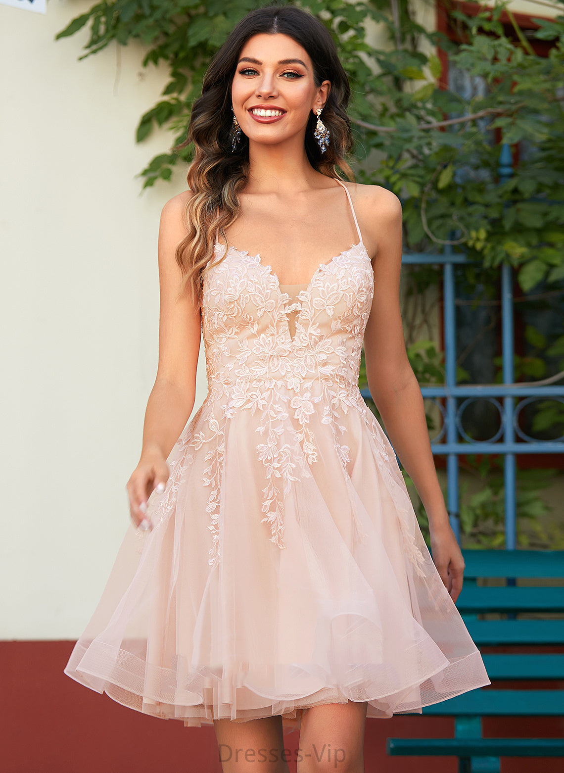 Homecoming Lace Tulle Kayleigh With V-neck Short/Mini Sequins Dress A-Line Homecoming Dresses