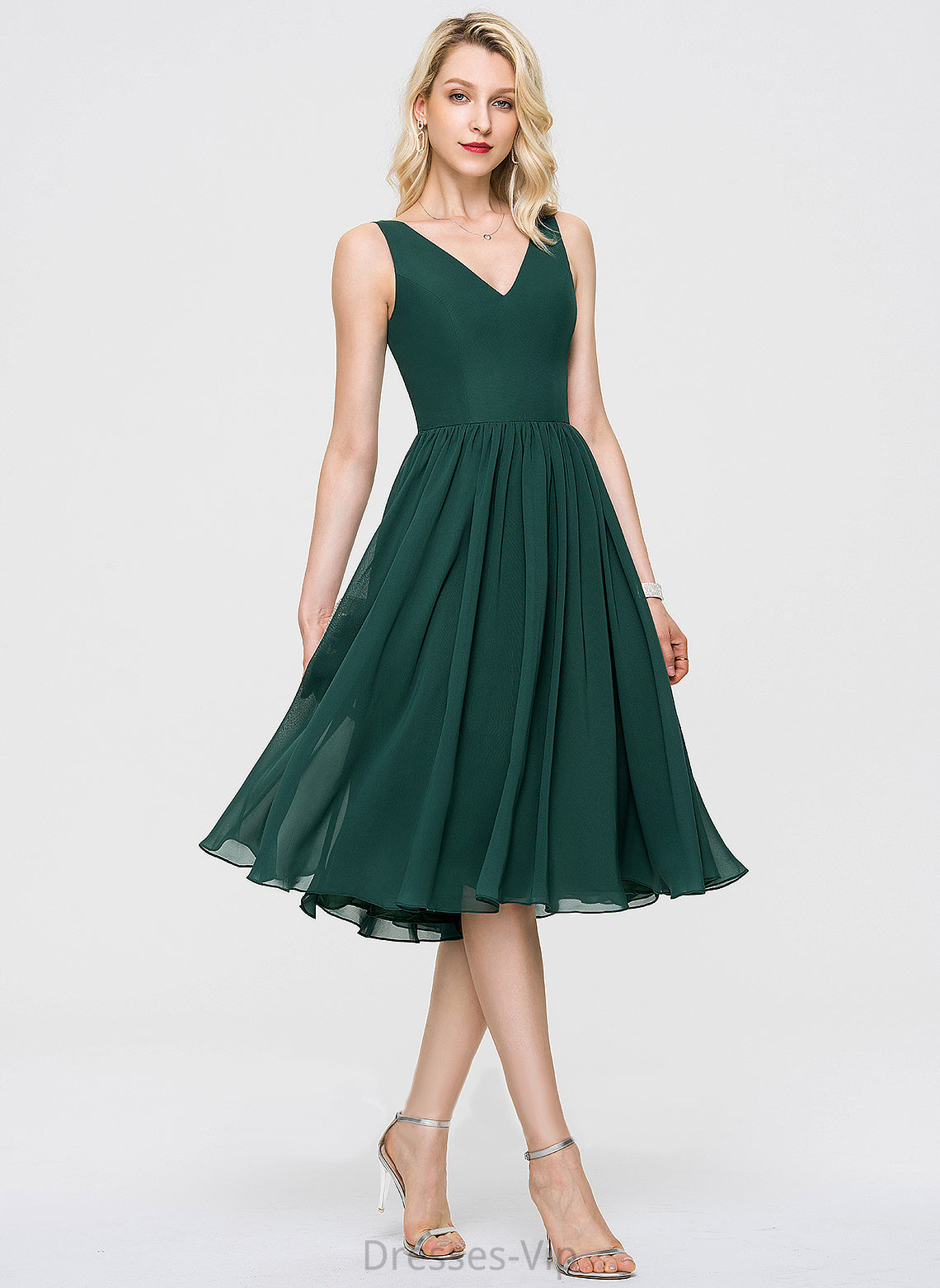 Chiffon A-Line Hannah Cocktail Dresses Dress V-neck Cocktail Knee-Length