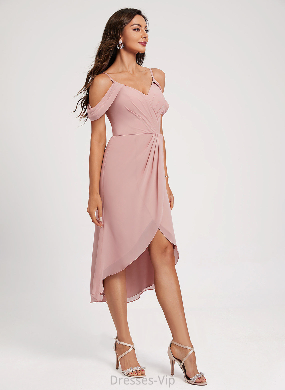 Harmony Split Dress Pleated Cocktail With V-neck Cocktail Dresses Sheath/Column Chiffon Front Asymmetrical