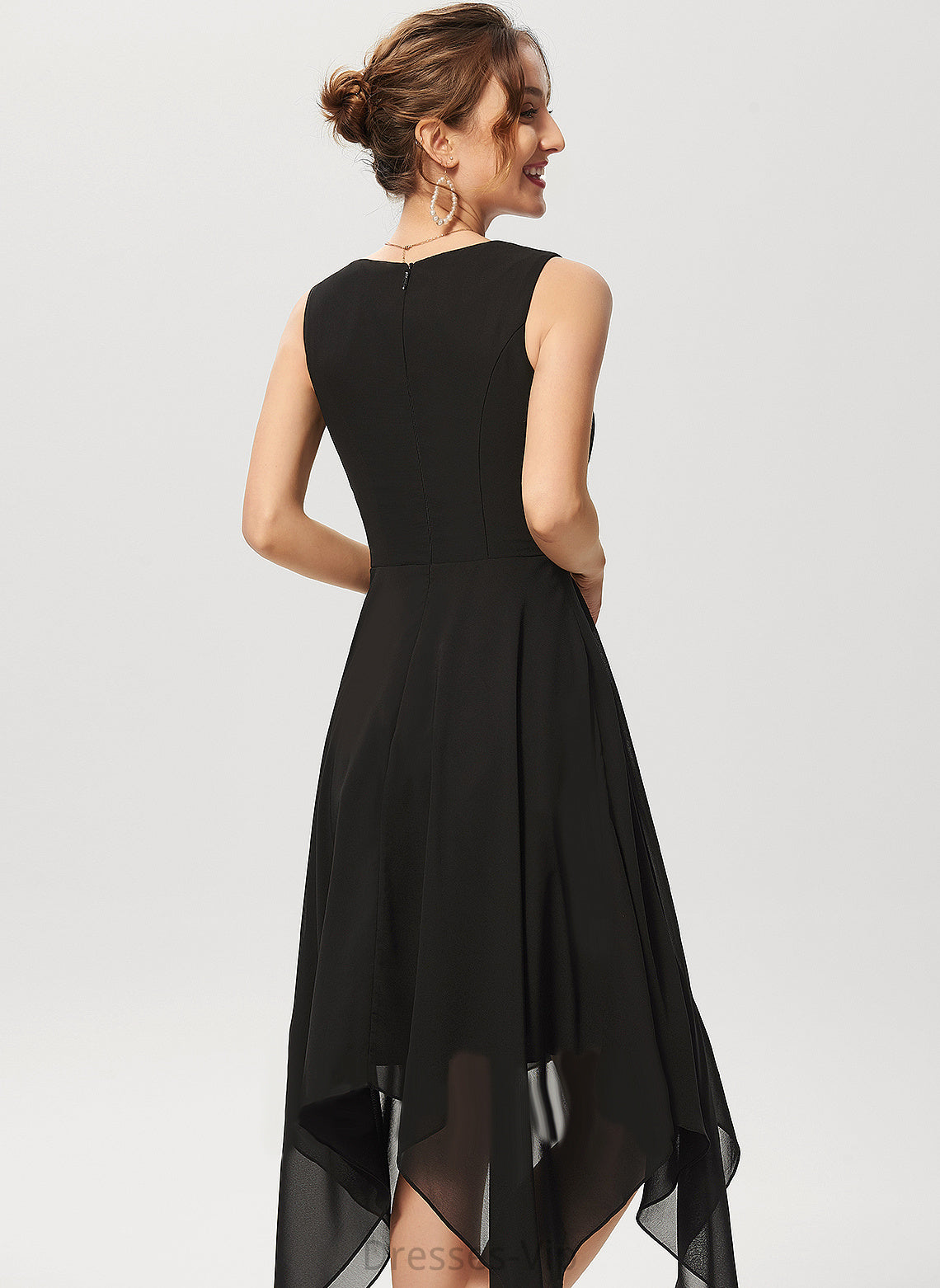 Asymmetrical A-Line Cocktail Eve Dress V-neck Chiffon Cocktail Dresses