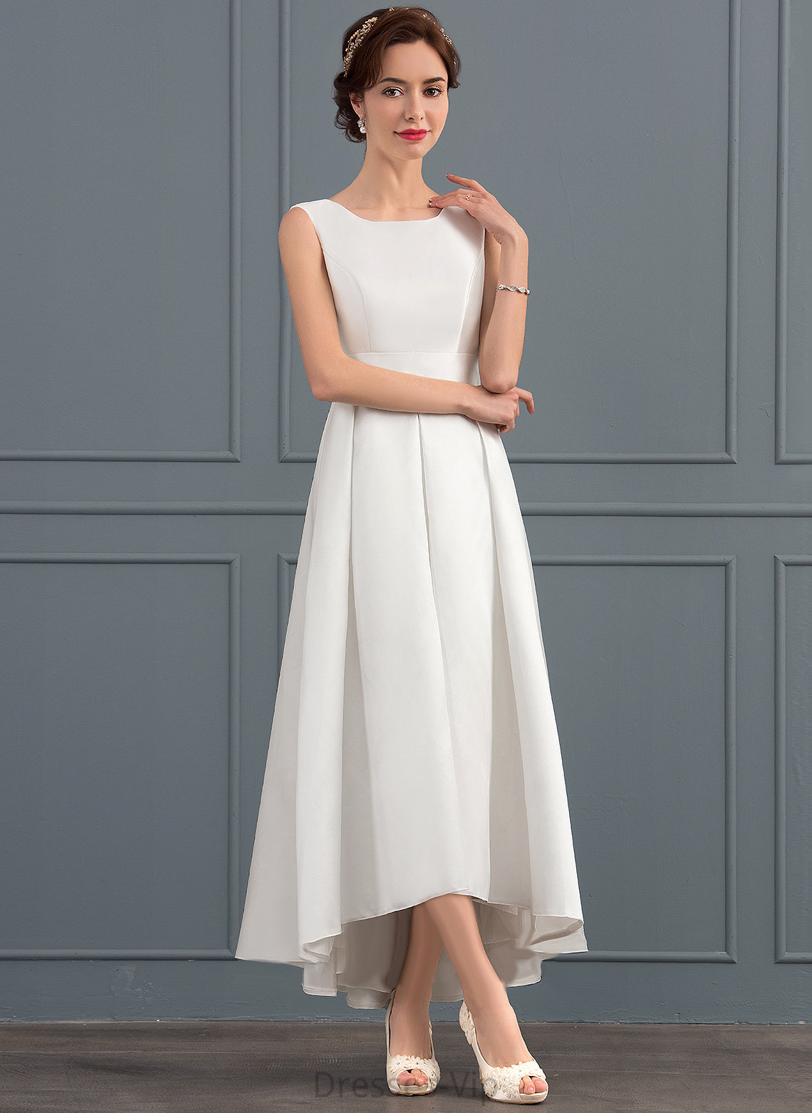 Square Wedding Satin Wedding Dresses Asymmetrical Ingrid Dress A-Line