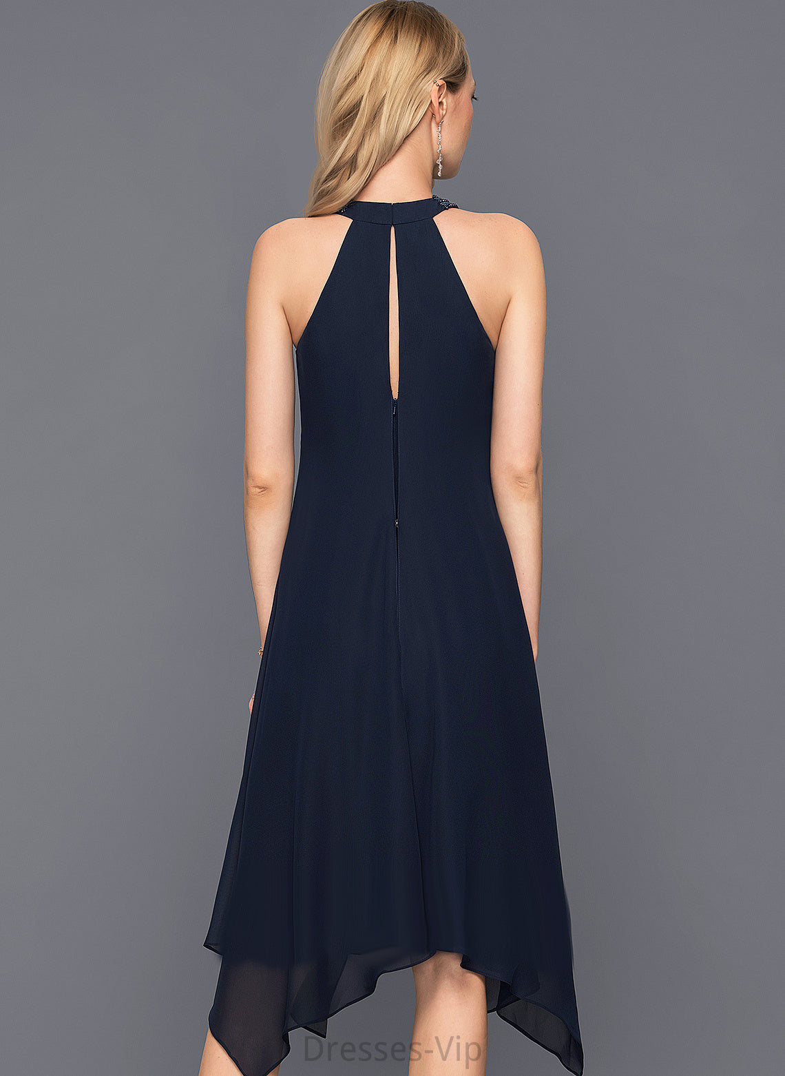 Meg Scoop Asymmetrical Dress Neck With Beading Chiffon Cocktail Dresses A-Line Cocktail