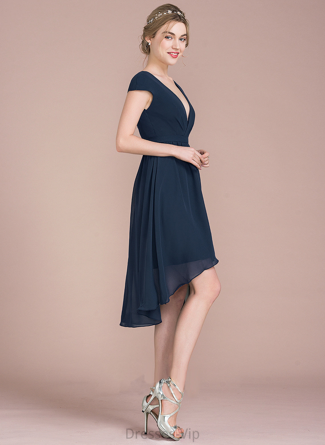 A-Line V-neck Chiffon Reagan Cocktail Dresses Cocktail Asymmetrical Dress