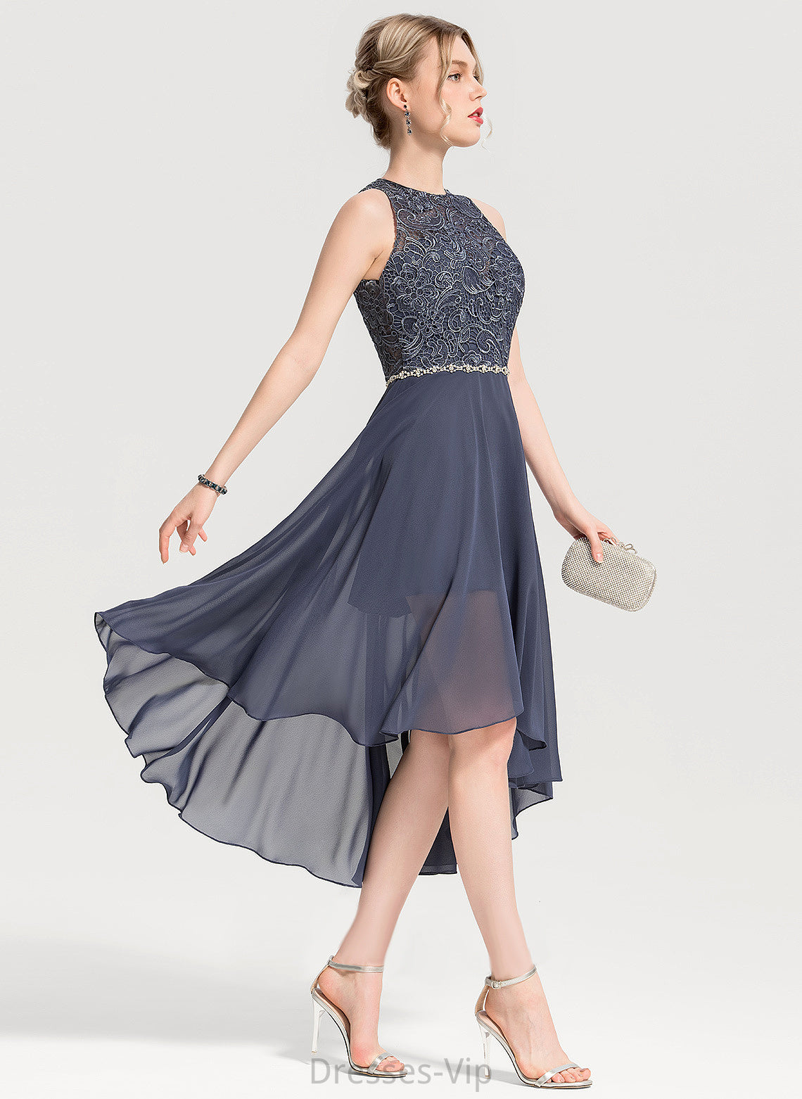 Asymmetrical Roberta Beading A-Line Scoop Lace Cocktail Neck With Dress Cocktail Dresses Chiffon