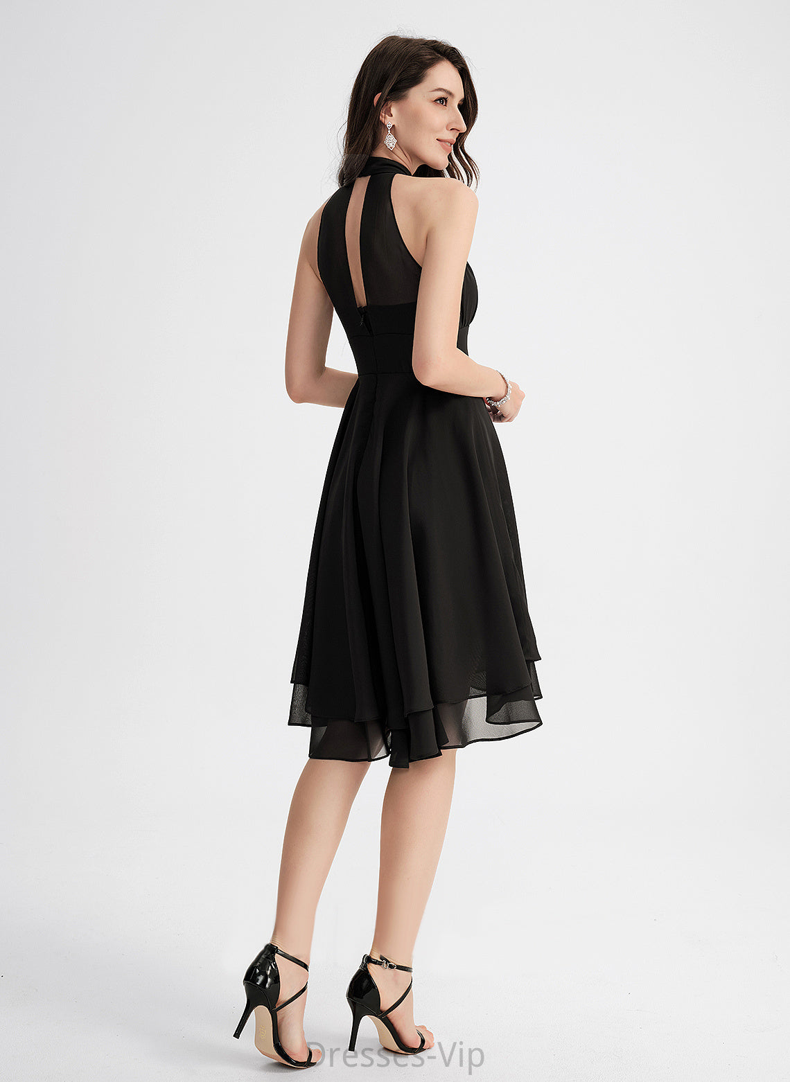 Megan Chiffon With Cocktail Pleated Cocktail Dresses Scoop Neck A-Line Dress Asymmetrical