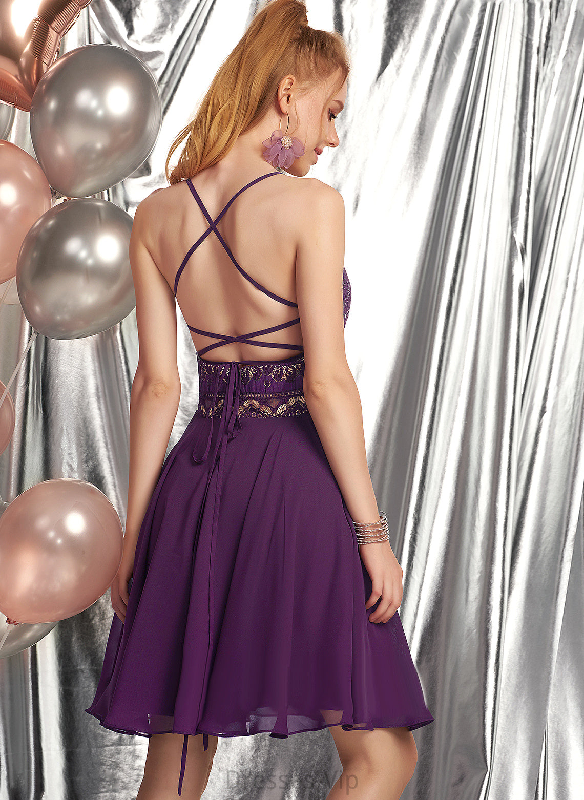 Homecoming Chiffon Dress Lace Jill Short/Mini Square With A-Line Neckline Homecoming Dresses