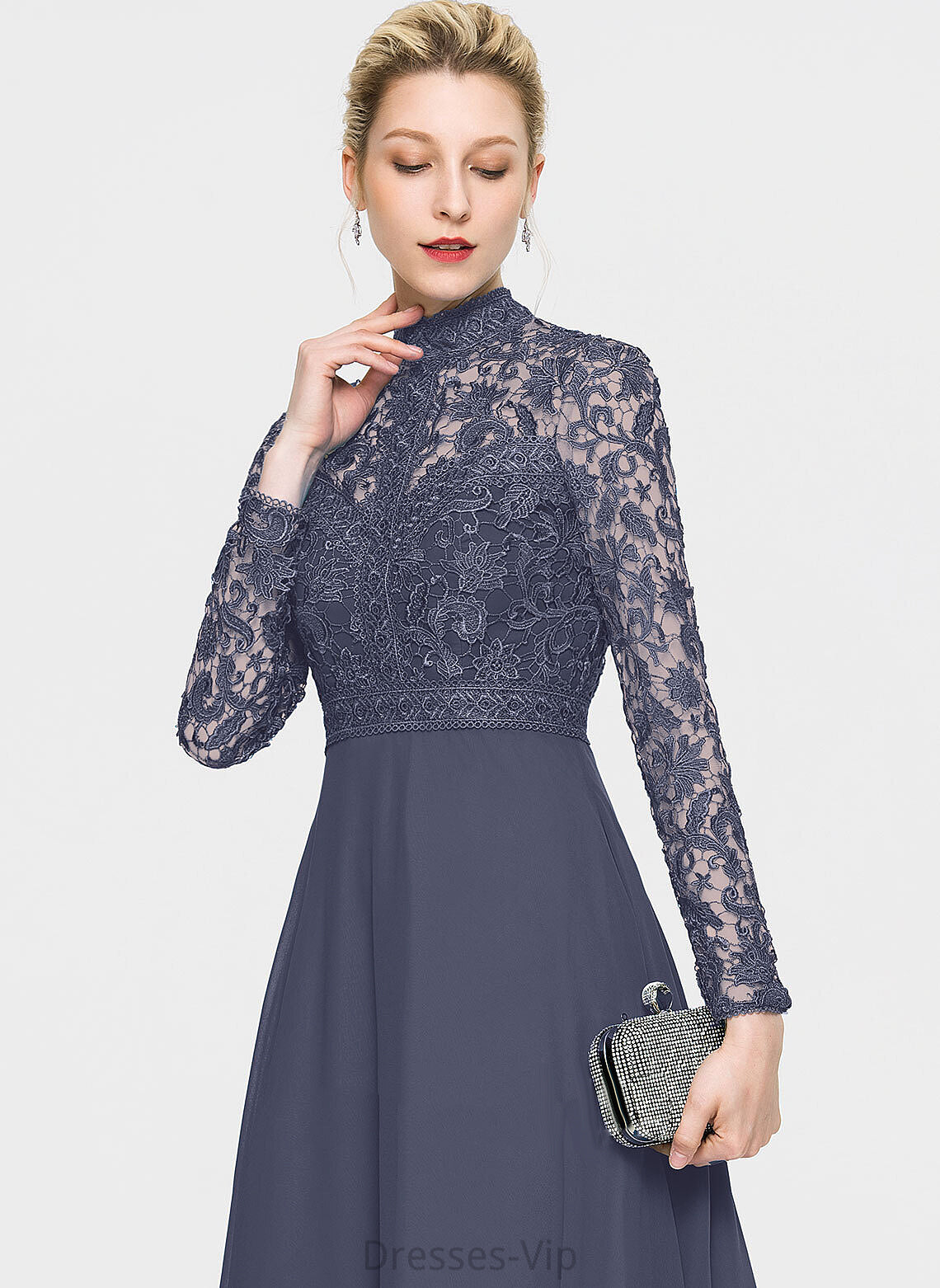 Lace A-Line Cocktail Neck Kyra Dress High Cocktail Dresses Chiffon Tea-Length