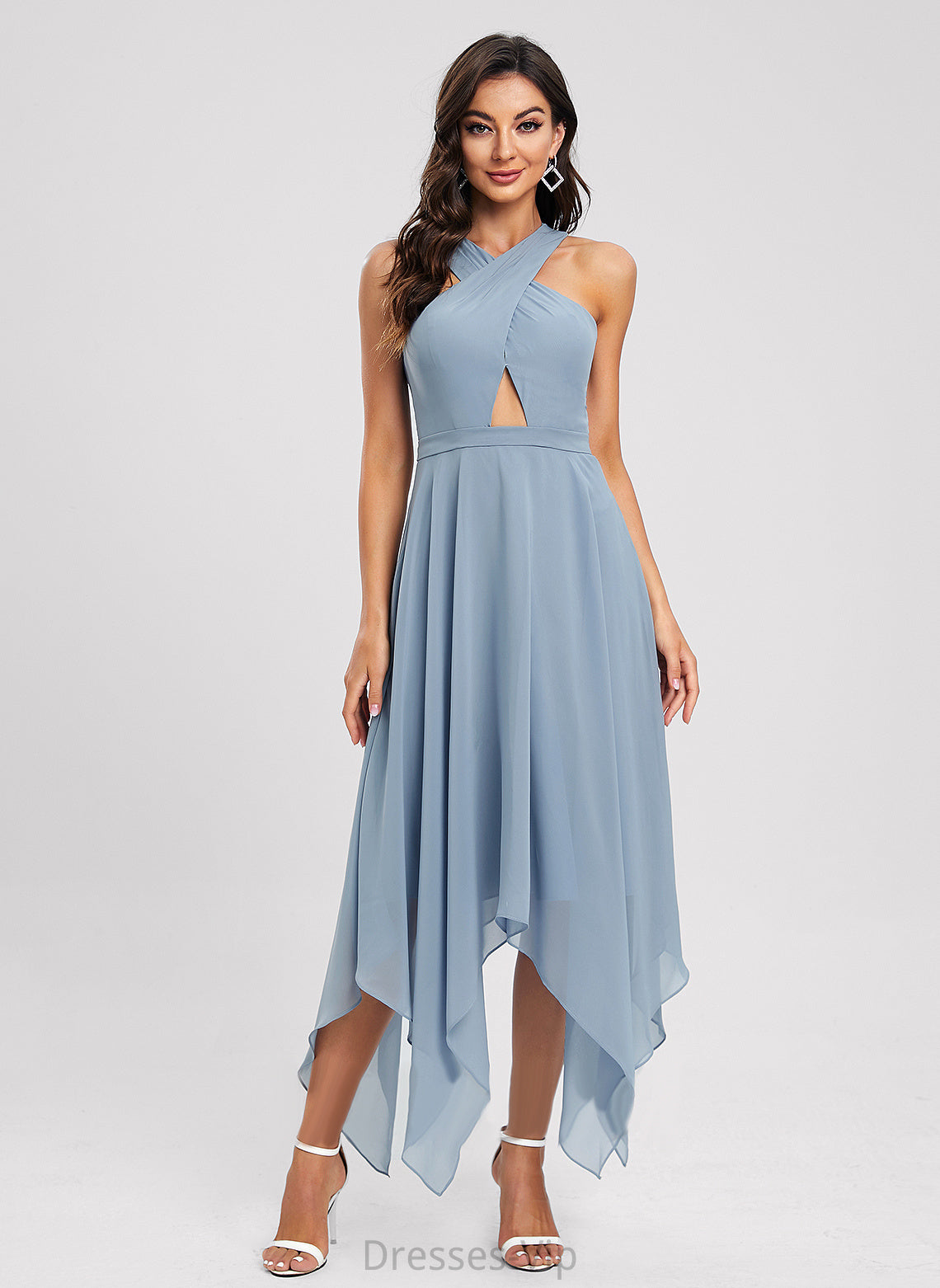 Cocktail V-neck Asymmetrical A-Line Dress Cocktail Dresses Kelly Chiffon