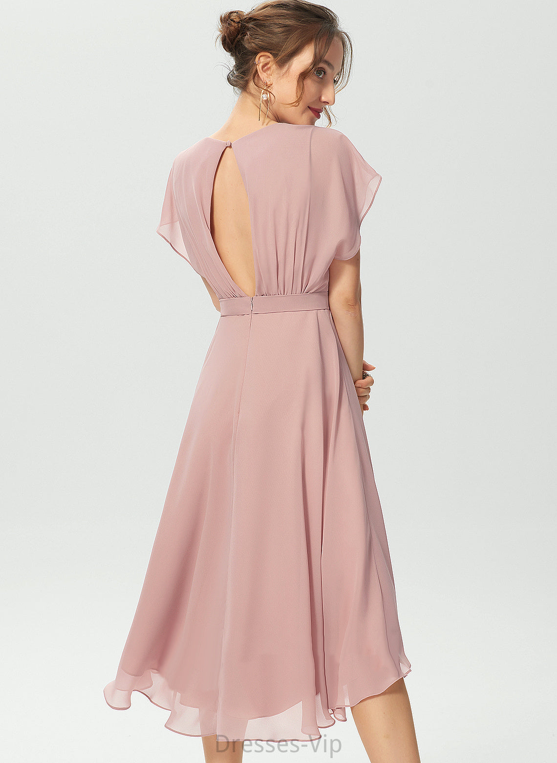 Gracie A-Line With Cocktail Ruffle Neck Bow(s) Dress Chiffon Scoop Cocktail Dresses Asymmetrical