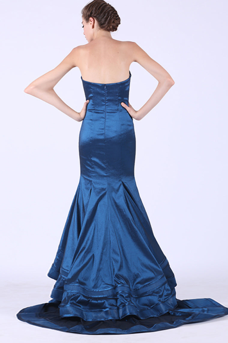 2024 New Arrival Sweetheart Mermaid Taffeta Sweep Train Evening Dresses