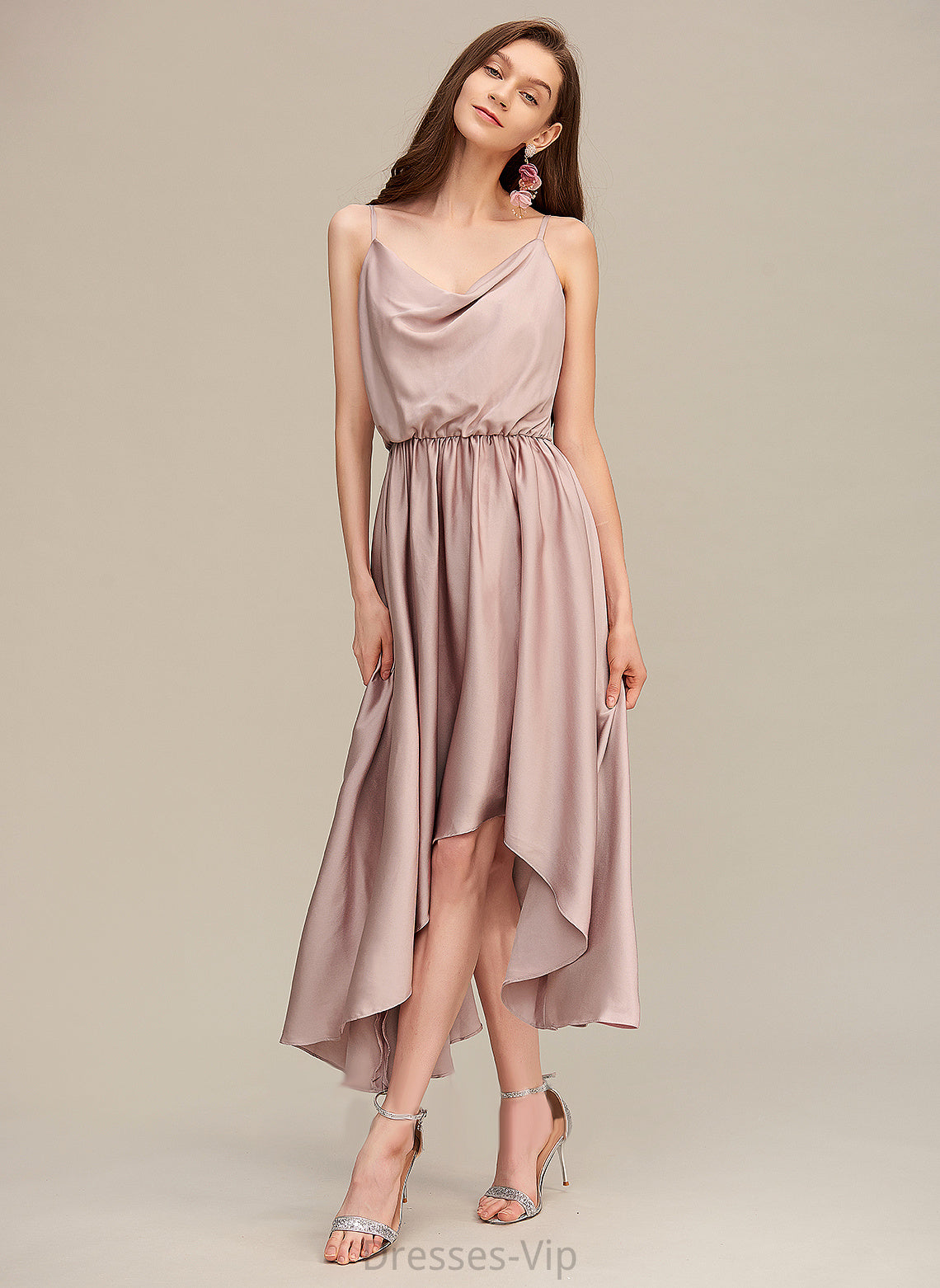 Blends Cotton Neck Cocktail Dresses Cocktail Dress A-Line Haley Cowl Asymmetrical