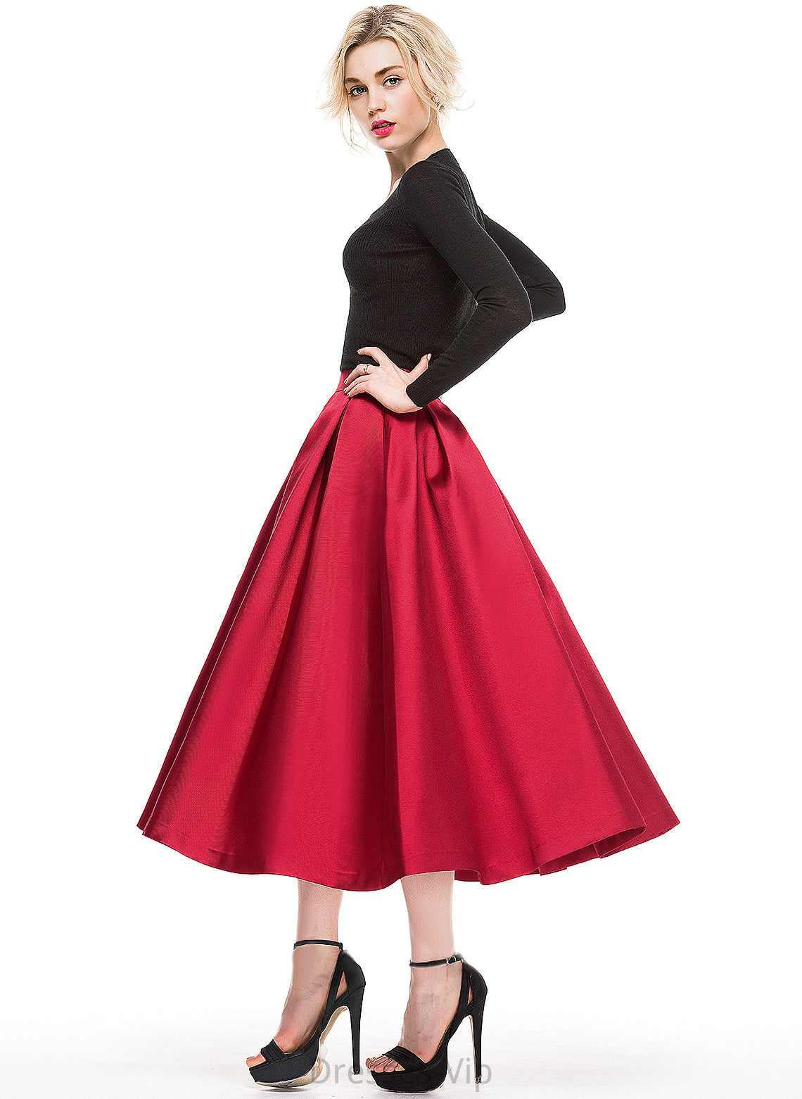 Skirt Tea-Length A-Line/Princess Satin Cocktail Cocktail Dresses Grace