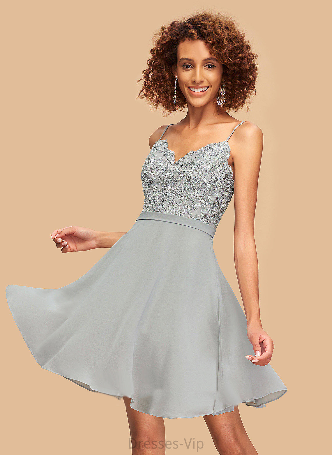 Beading Homecoming Dresses Chiffon V-neck With A-Line Homecoming Dress Patti Lace Short/Mini