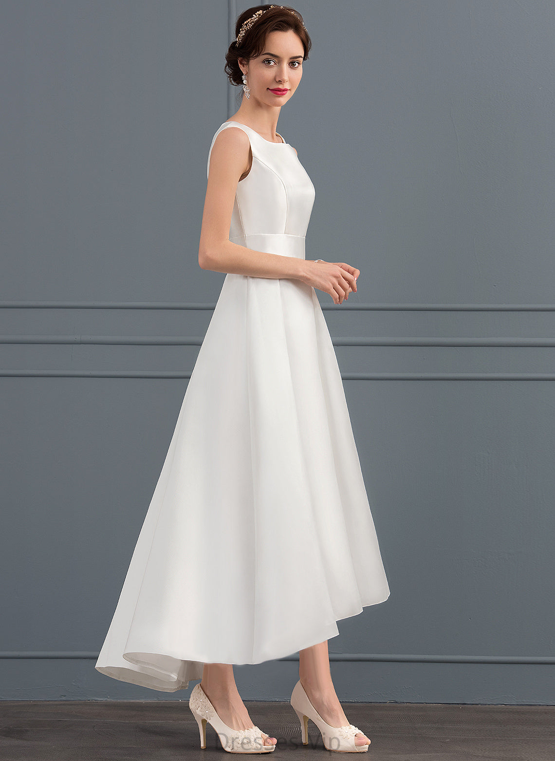 Square Wedding Satin Wedding Dresses Asymmetrical Ingrid Dress A-Line