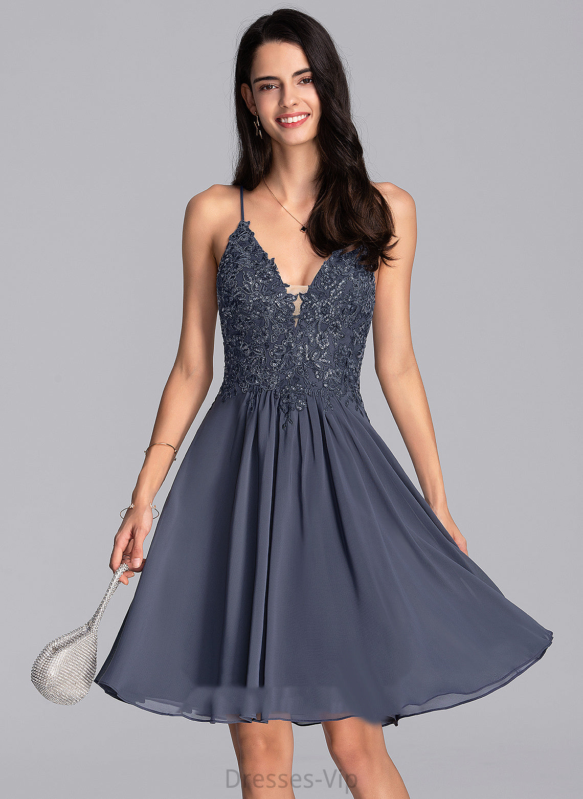 Chiffon With Alayna Dress V-neck Lace Beading Homecoming A-Line Knee-Length Homecoming Dresses