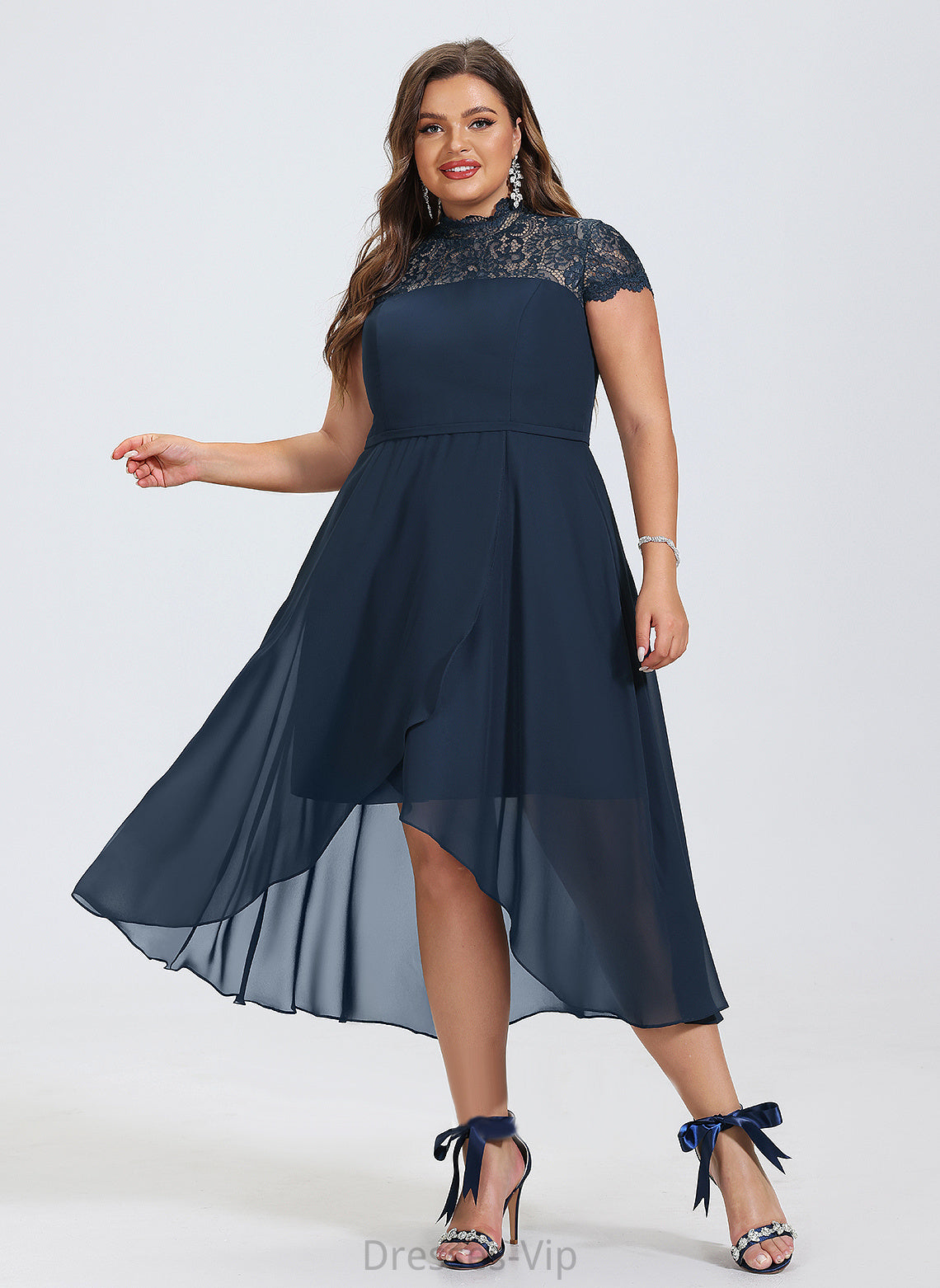 Asymmetrical Chiffon Neck High Kallie Cocktail A-Line Dress Cocktail Dresses