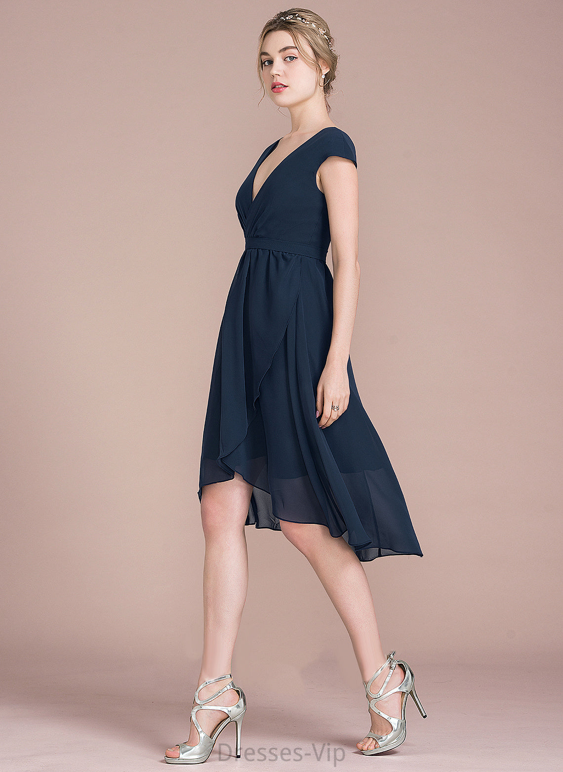 A-Line V-neck Chiffon Reagan Cocktail Dresses Cocktail Asymmetrical Dress