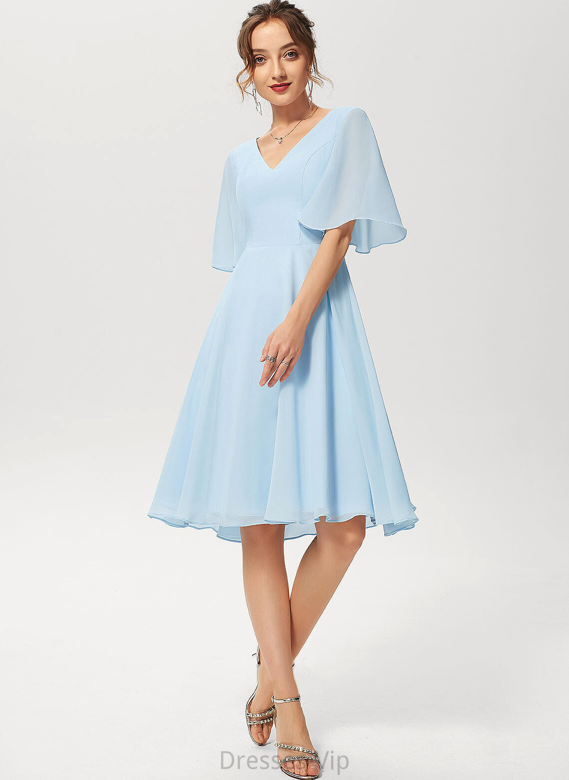 Cocktail Dresses Cocktail Dress Chiffon A-Line Nita Knee-Length V-neck