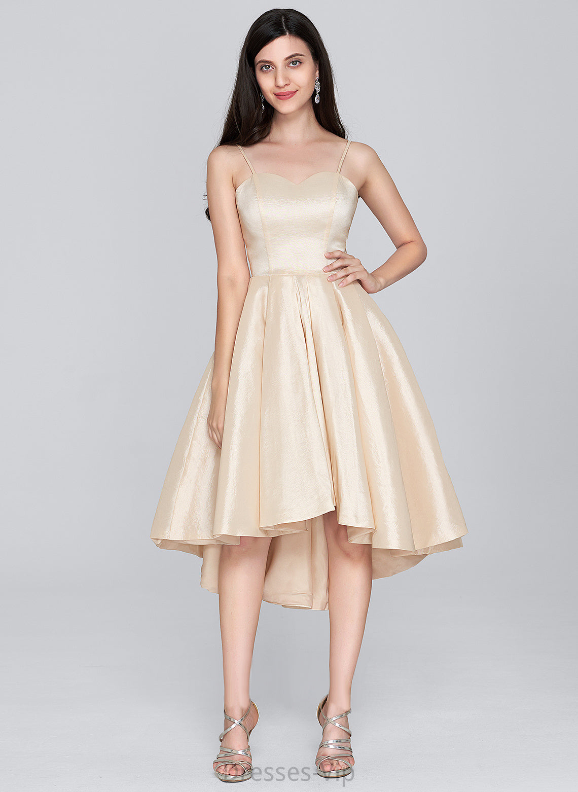 Lace Dress Neck A-Line Scoop Homecoming Dresses Homecoming With Lillian Asymmetrical Taffeta