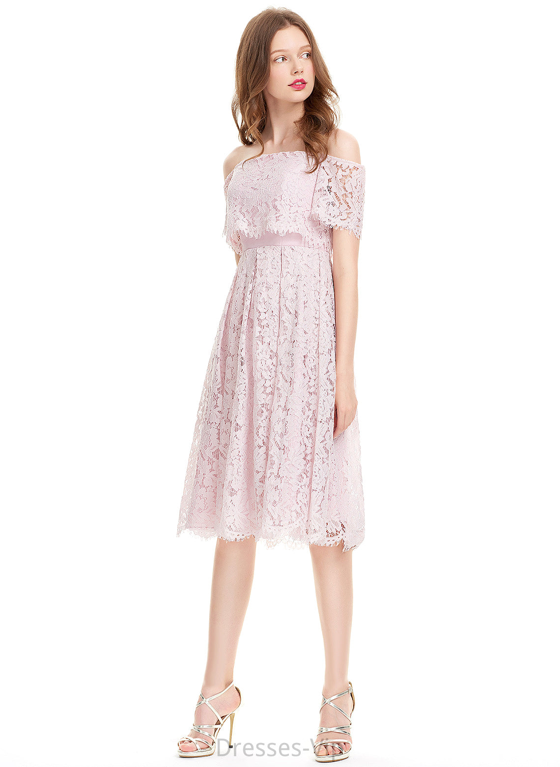 Abbey Dress With Off-the-Shoulder Homecoming A-Line Homecoming Dresses Lace Knee-Length Lace