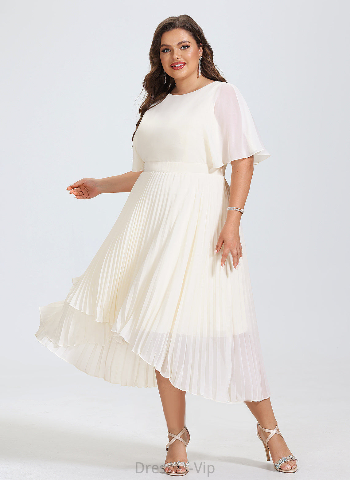 Neck Chiffon Asymmetrical Scoop Pleated Cocktail A-Line With Karlie Dress Cocktail Dresses