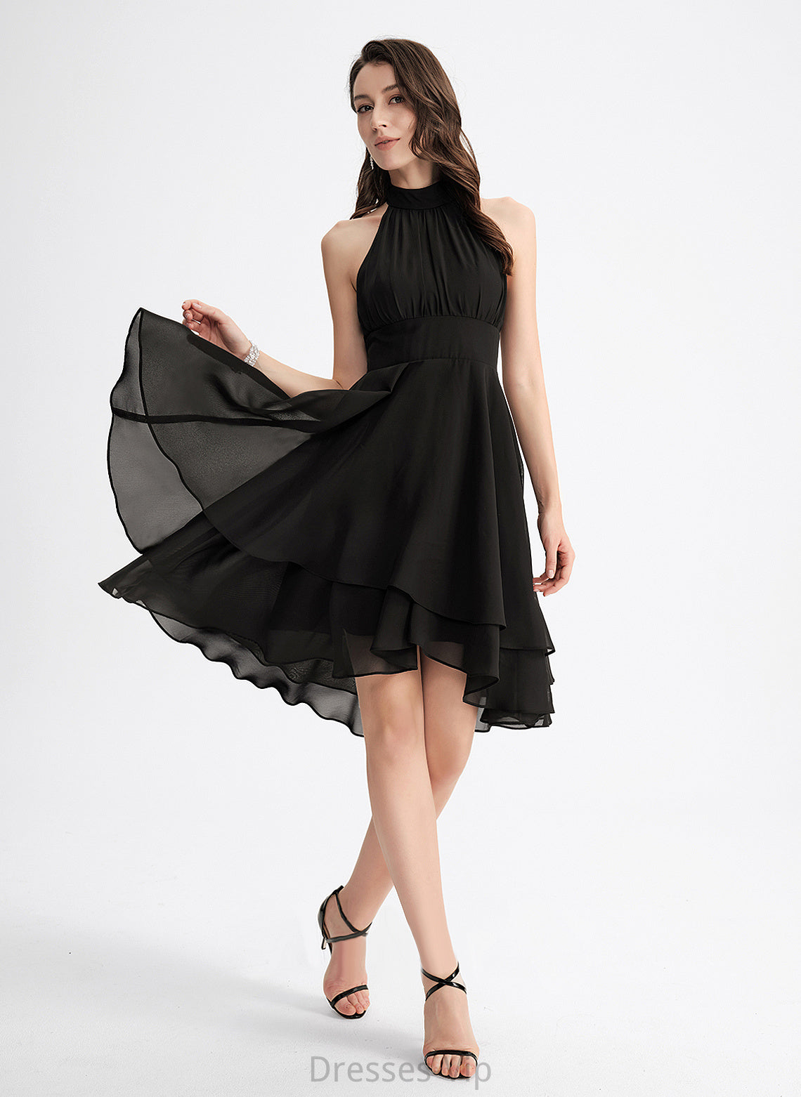 Megan Chiffon With Cocktail Pleated Cocktail Dresses Scoop Neck A-Line Dress Asymmetrical