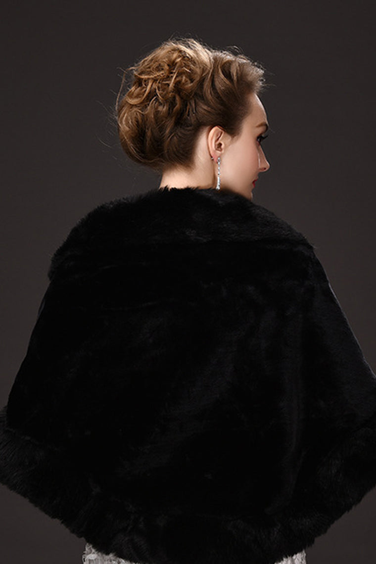 Elegant Faux Fur Wedding Wrap With Beading