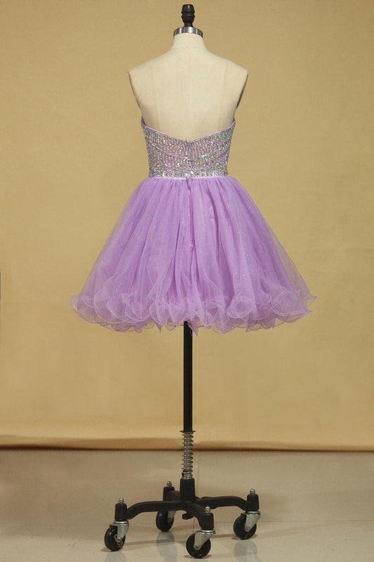 2024 A Line Sweetheart Homecoming Dresses Tulle With Rhinestone Short/Mini