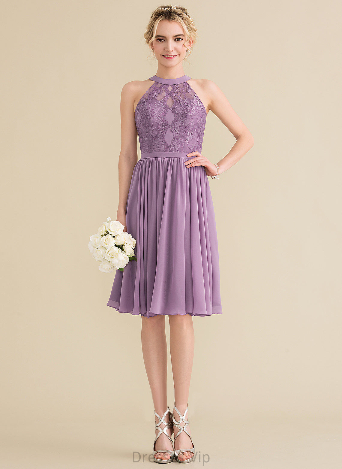 Dress Amirah Homecoming Dresses Neck Knee-Length With Homecoming Scoop A-Line Lace Lace Chiffon